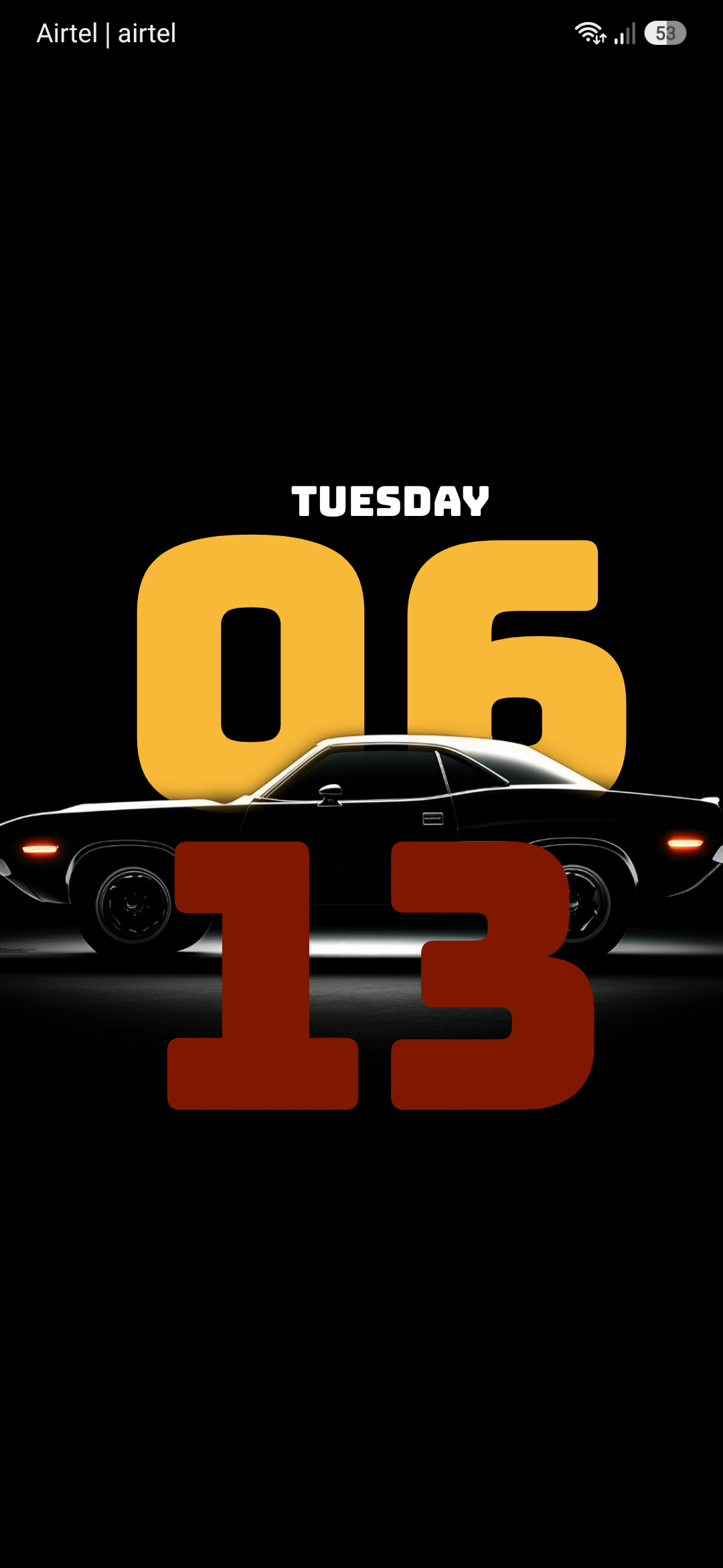 PhoneWalls depth wallpaper with a black car and large clock numbers